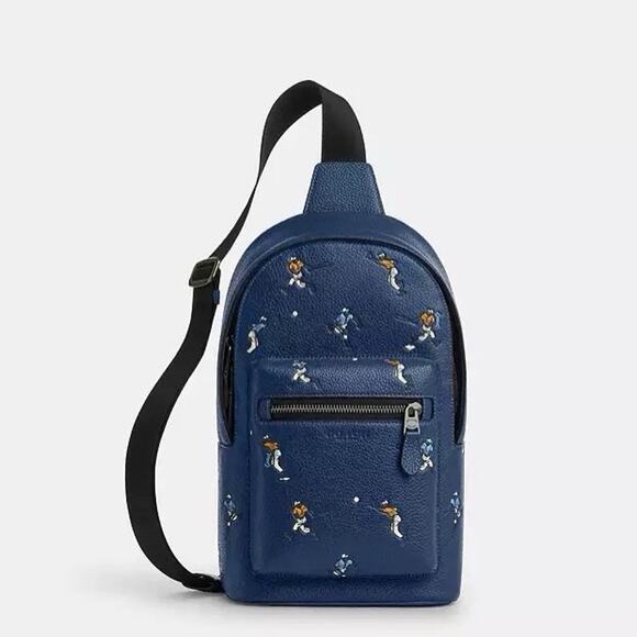 NWT Coach MEN'S West Pack With Star/Baseball Print CAX48 Deep Blue Multi - Picture 6 of 10